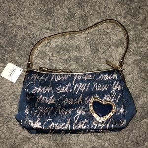 Small Blue and Gold Coach Bag